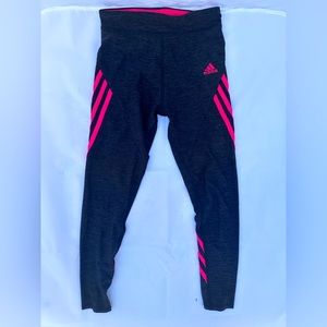 Kids Adidas Legging Dark Gray and Pink Medium 10/12
